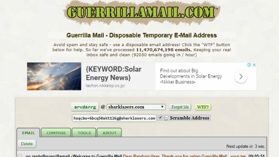 GuerrillaMail - Fake Email Generator Site