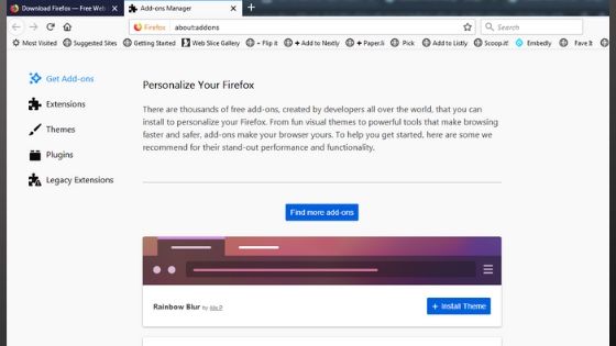 Mozilla Firefox Add ons page