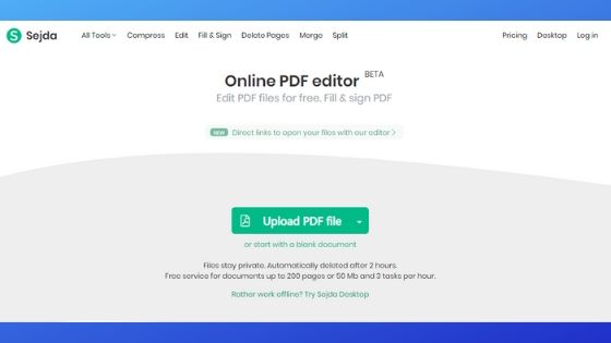 Sejda Free PDF Editor Software Online