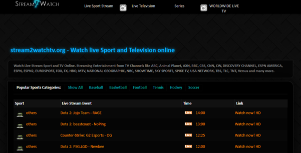 Strem2Watch - free sport streaming site