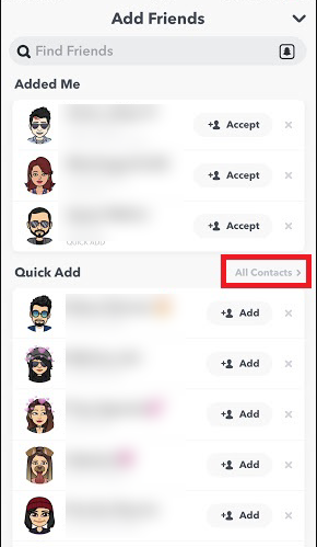all contact list on snapchat