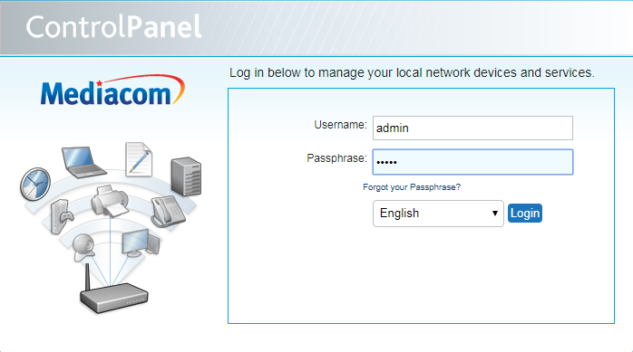 mediacom control panel login