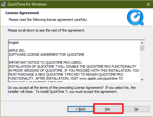 quicktime for windows license agreement