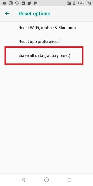 android factory reset