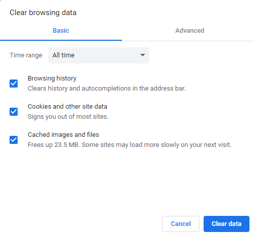 clear browsing data for all time