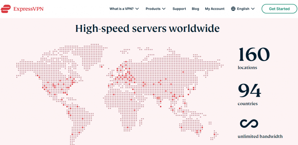 Huge selection of servers in different countries