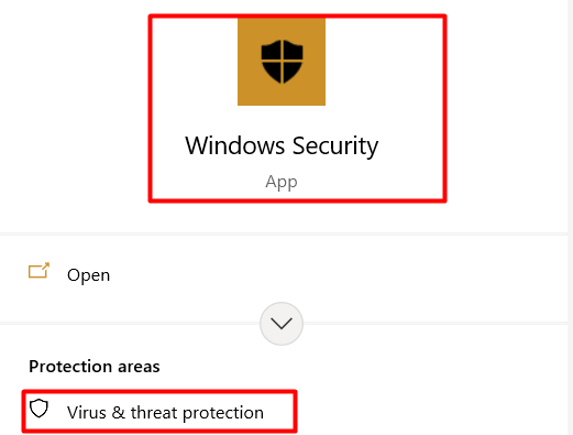 windows security in the search bar