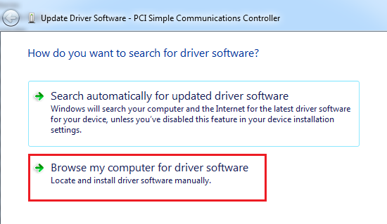 Browse My Computer For Driver Software