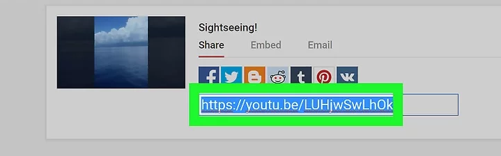 copy the publish youtube video link