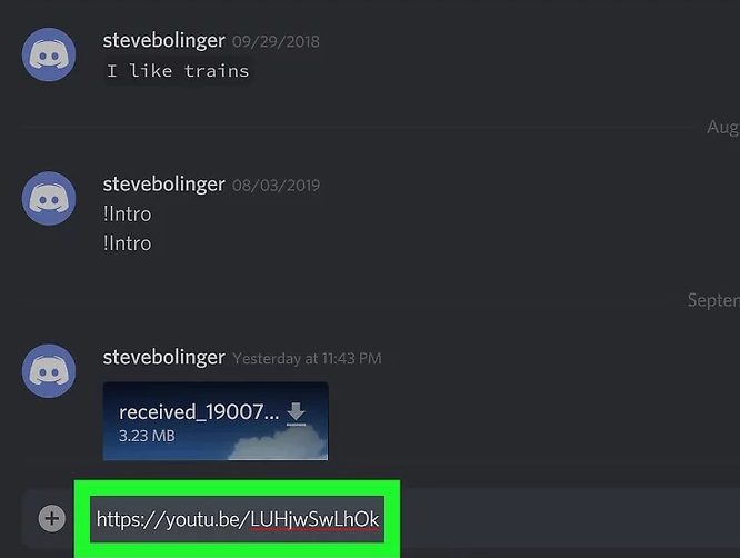 share youtube video link on discord