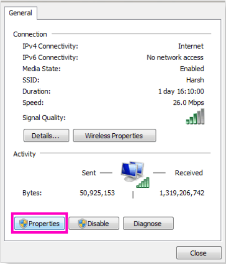 internet connection status