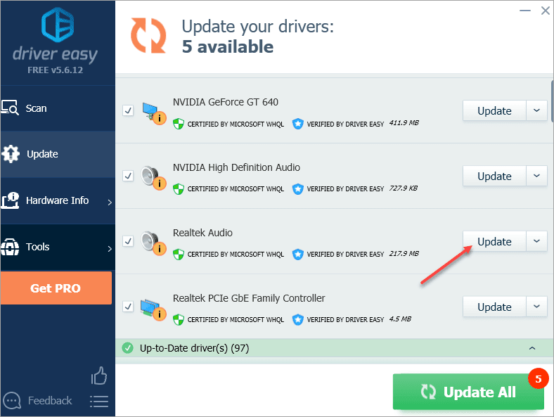 update software available list with drive easy software