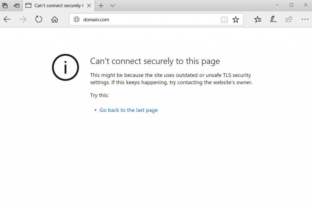 Can’t connect securely to this page error on microsoft edge