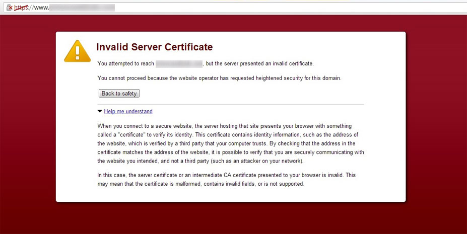 invalid server certificate