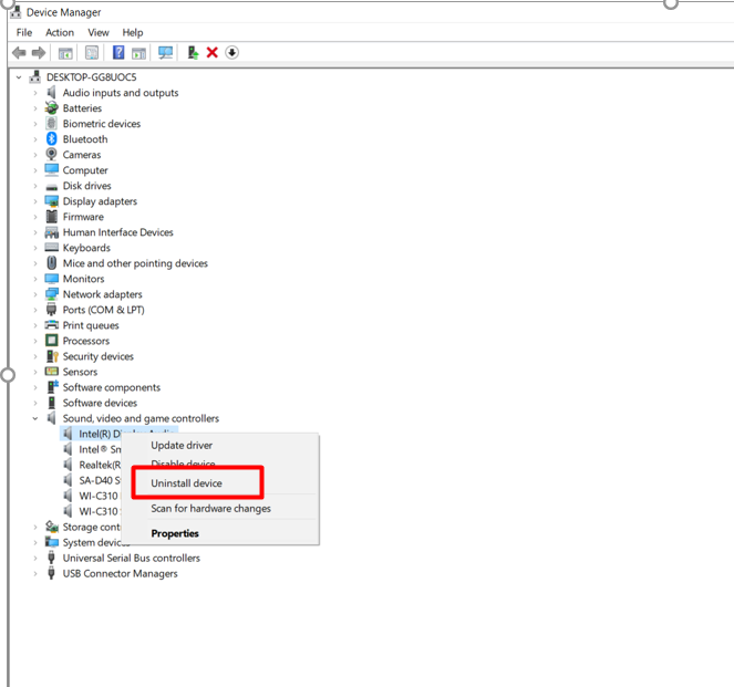 uninstall device from device manager