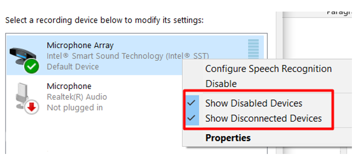 Show disabled devices